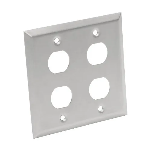Eaton Tripp Lite N206-FP04-IND 4-Port Double Gang Faceplate, Industrial Grade, IP44, Stainless Steel