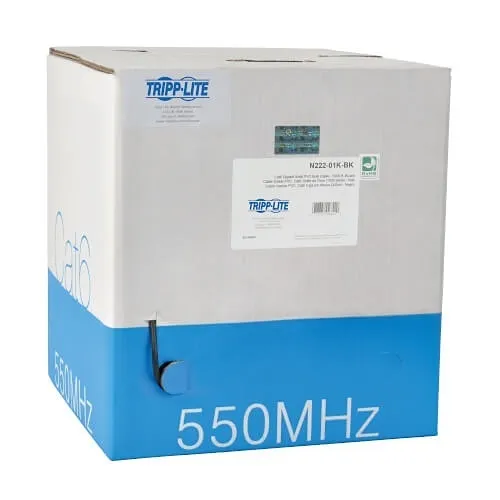 Eaton Tripp Lite N222-01K-BK CAT6 Gigabit Solid Core UTP PVC Bulk Ethernet Cable, 1000' (304.8m), TAA, Black