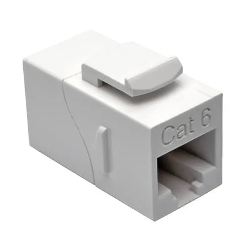 Eaton Tripp Lite N235-001-WH CAT6 Straight-Through Modular In-Line Snap-In Coupler, 50-µinch Gold-Plated Contacts on RJ45 Jacks (F/F), White, TAA