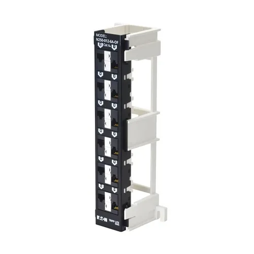 Eaton Tripp Lite N250-012-6A-OF CAT6a 12-Port Wall-Mount Patch Panel with Offset Ports, PoE+ Compliant