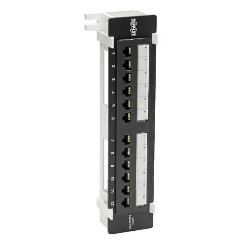 Tripp Lite N250-P12 CAT6 Wall-Mount 12-Port Patch Panel, PoE+ Compliant, 110/Krone, 568A/B, RJ45 Ethernet