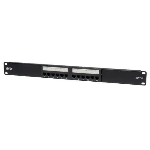 Tripp Lite N252-012 12-Port 1U Rack-Mount CAT6/CAT5 110 Patch Panel, 568B, RJ45 Ethernet