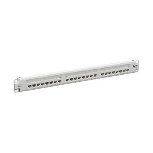 Eaton Tripp Lite N252-P24-WH 24-Port Cat6 Patch Panel, 4PPoE Compliant, 110/Krone, 568A/B, RJ45 Ethernet, 1U Rack-Mount, White