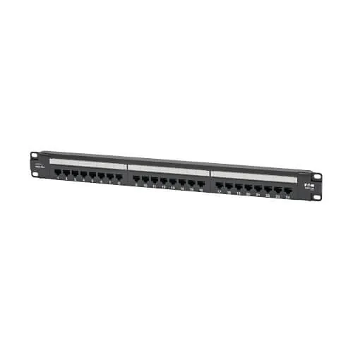 Eaton Tripp Lite N252-P24 CAT6 24-Port Patch Panel, PoE+ Compliant, 110/Krone, 568A/B, RJ45 Ethernet, 1U Rack-Mount, TAA