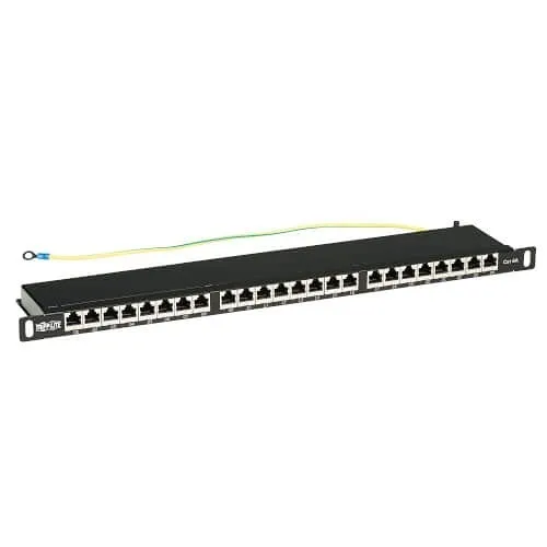 Tripp Lite N252A-024-HUSHK CAT6A 24-Port High-Density Shielded Patch Panel, Dual IDC, 568A/B, RJ45 Ethernet, 0.5U Rack-Mount