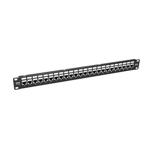 Eaton Tripp Lite N254-024-SH-6A 24-Port 1U Rack-Mount STP Shielded CAT6A Feedthrough Patch Panel, RJ45 Ethernet