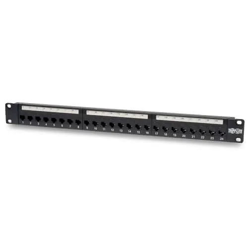 Tripp Lite N254-024 24-Port 1U Rack-Mount CAT6/CAT5 Feedthrough Patch Panel, RJ45 Ethernet