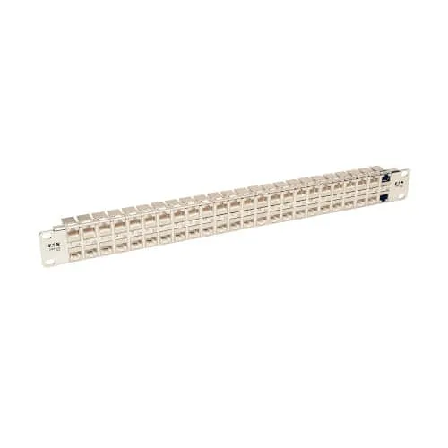 Eaton Tripp Lite N254-048-SH-6A 48-Port 1U Rack-Mount STP Shielded CAT6a Feedthrough Patch Panel, RJ45 Ethernet