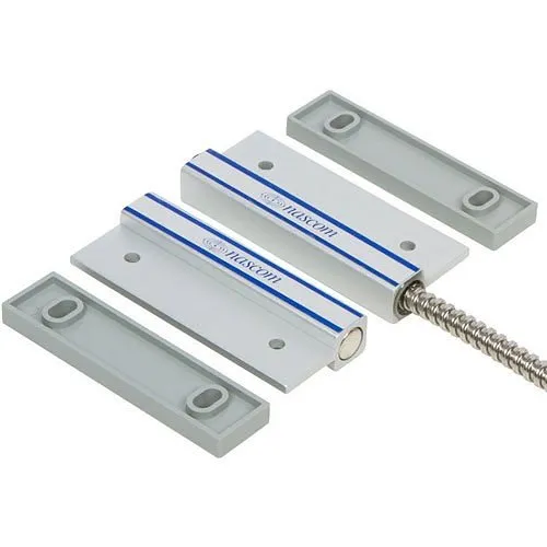 Nascom N505AS/STDD Man Door Surface Mount Aluminum Steel Door DPDT Switch, 24" Armored Cable, Silver