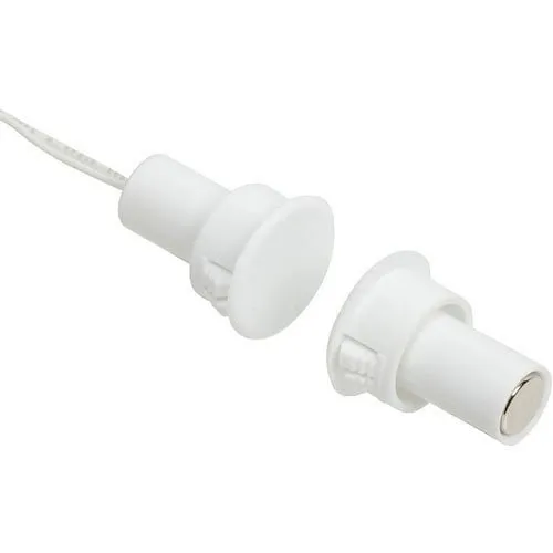 Nascom N78W/ST Recessed 1" Wide Gap Standard Door Contact, Closed Loop, Normally Open, Switch/Magnet Set, White