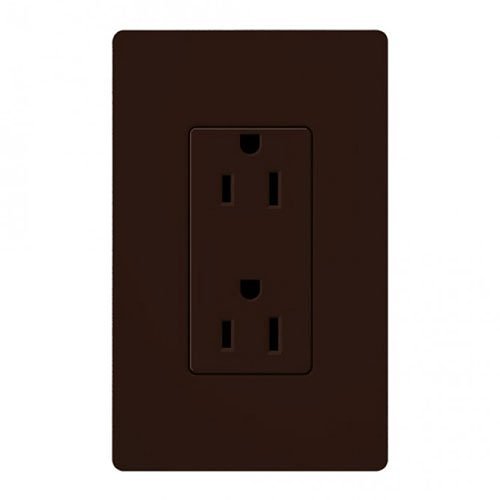 Lutron CAR-15-BR Claro 15A Duplex Receptacle, Brown