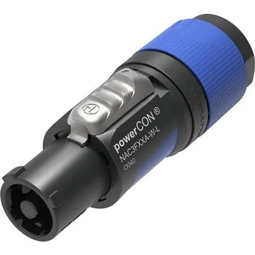 Neutrik NAC3FXXA-W-L powerCON Lockable Power Connector for 10-16mm Diameter Cables, Blue
