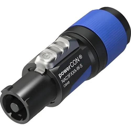 NEUTRIK NAC3FXXA-W-S a Single Phase Lockable Power Connector with Circuit Breaking  Cable End, Blue