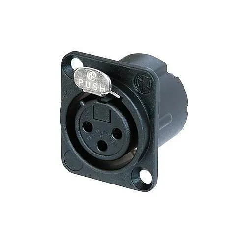 Neutrik NC3FD-LX-B 3-Pole Female Receptacle, Solder Cups, Metal Housing, Gold Contacts