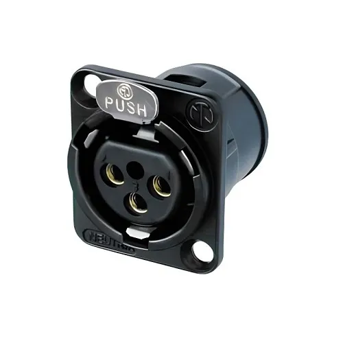 Neutrik NC3FD-V-B 3-Pole Female XLR Receptacle Vertical PCB Mount Black Metal Housing Gold Contacts