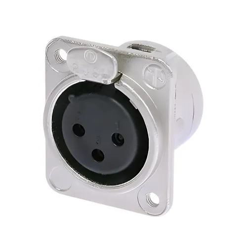 NEUTRIK NC3FDM3-L-1 3-Pole Female Receptacle, Solder Cups, M3 Mounting Holes, Nickel