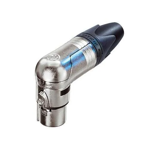 Neutrik NC3FRX 3-Pole Right Angle Female XLR Cable Connector, Silver Contacts, Nickel Housing
