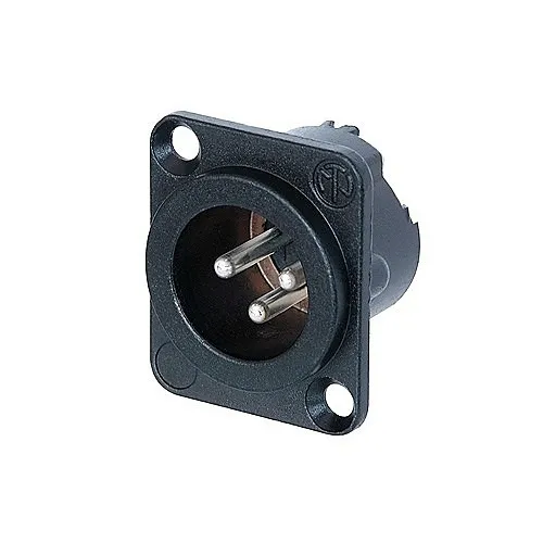 NEUTRIK NC3MD-LX-BAG 3-Pole Male Receptacle, Solder Cups, Silver Contacts, Black