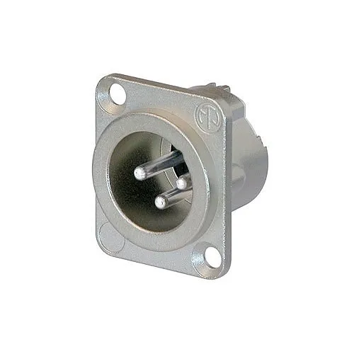 NEUTRIK NC3MD-LX DLX Series 3-Pole Male Receptacle, Solder Cups, Silver Contacts, Nickel Housing
