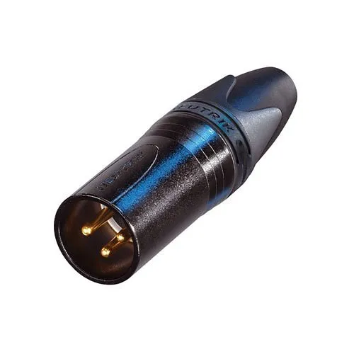 NEUTRIK NC3MXX-B 3-Pole Male Cable Connector, Gold Contacts, Black Metal Housing