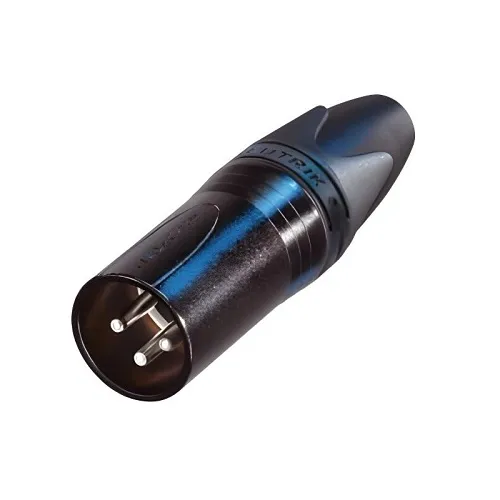 Neutrik NC3MXX-HA-BAG 3-Pole Male Cable Connector with Crimp Termination, Silver Contacts, Black