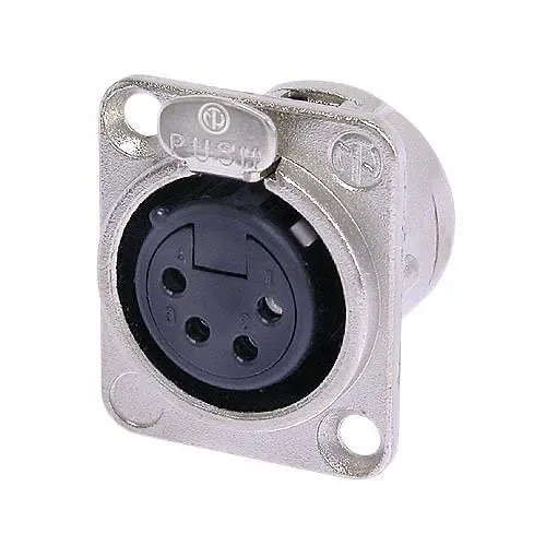 NEUTRIK NC4FD-L-1 4-Pole Female Receptacle, Solder Cups, Silver Contacts, Nickel Housing
