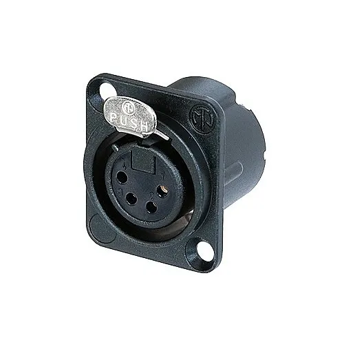 NEUTRIK NC4FD-LX-B 4-Pole Female Receptacle, Solder C, Nickel housing, Black