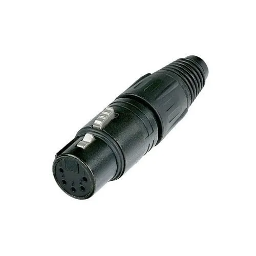 NEUTRIK NC5FX-B 5-Pole Female Cable Connector, Gold Contacts, Black Metal Housing