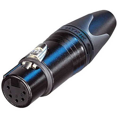 NEUTRIK NC5FXX-B 5-Pole XLR Female Cable Connector, Gold Contacts, Black Metal Housing