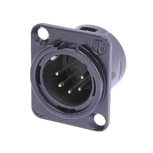 NEUTRIK NC5MD-L-B-1 5-Pole Male Receptacle, Solder Cups, Black Metal Housing