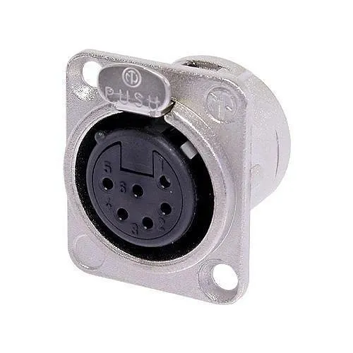 Neutrik NC6FD-L-1 6-Pole Female Receptacle, Solder Cups, Nickel Housing, Silver Contacts