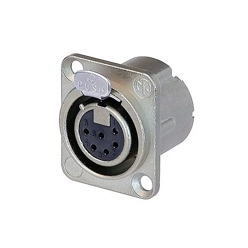 NEUTRIK NC6FD-LX DLX Series 6-Pole Female Receptacle Connector, Nickel Housing, Silver Contacts
