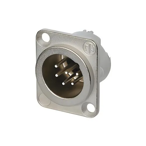 Neutrik NC6MD-LX DLX Series 6-Pole Male XLR Panel Mount Connector, Solder Cups, Nickel Housing