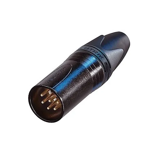 NEUTRIK NC6MXX-B 6-Pole Male Cable Connector, Gold Contacts, Black Metal Housing