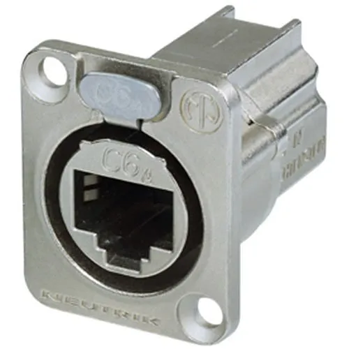 NEUTRIK NE8FDX-P6 D-shape CAT6A Panel Connector, Shielded, Feedthrough, Nickel Housing