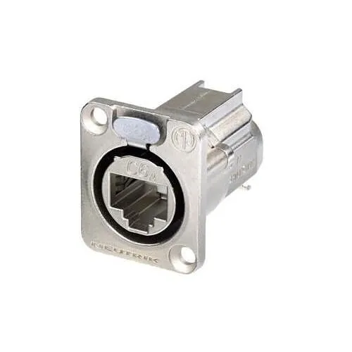 Neutrik NE8FDX-Y6 D-Shape CAT6A Panel Connector, Shielded, IDC Termination, Nickel Housing