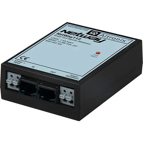 Altronix NETWAY112 Midspan Injector, Single-Port, 10/100, PoE, 15W, 12VDC, Shutdown Trigger