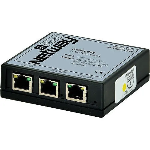 Altronix NETWAY2ES PoE-Powered 2-port PoE/PoE+ Switch, Modular Plastic Case