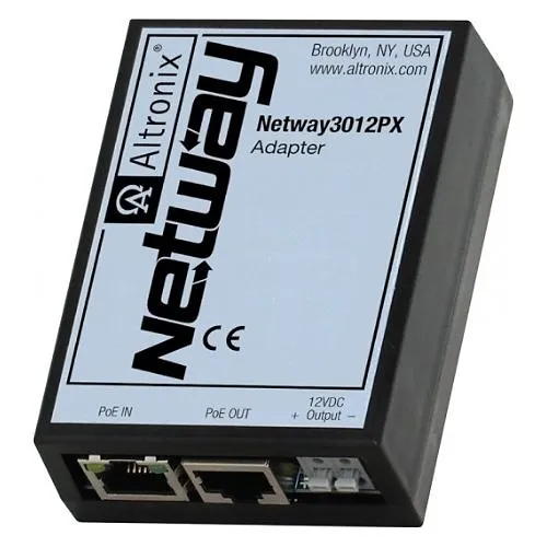 Altronix NETWAY3012PX NetWay Series PoE Adapter, Converts 802.3bt to 12VDC and PoE+, 60W Total Output