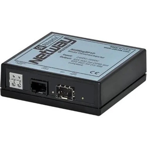 Altronix NETWAYSP1P Media Converter/Injector Converts Fiber 1000Base-X/SX/LX to 10-100-1000 Mbps Ethernet and provides PoE/PoE+ Power to Connected Device.