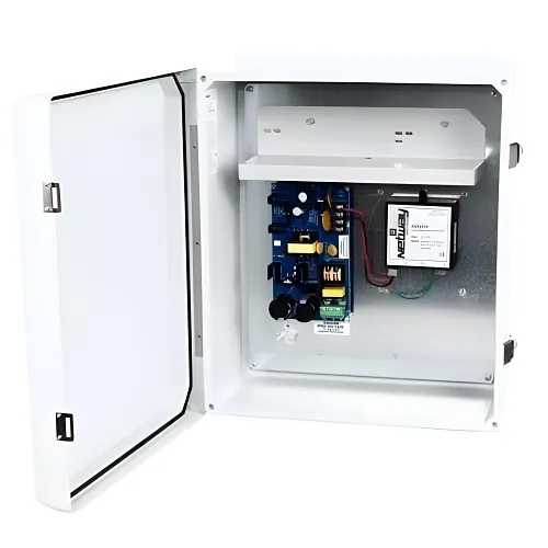 Altronix NETWAYSP2PWPX Single 1G Fiber Optic SFP, 2-Port 10/100/1000, 30W, Hardened 120W Power Supply / BatChr and Media Converter Mounted in Larger NEMA4/4X, IP66 Rated Outdoor Enclosure