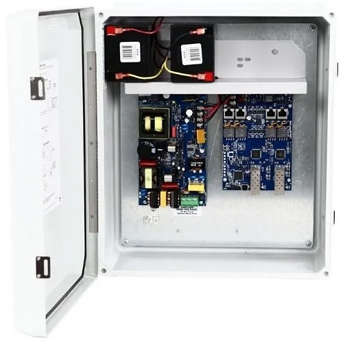 Altronix NETWAYSP4BTWPX 4-Port Outdoor Dual 1G Fiber Optic SFP, Hardened 240W Power Supply / Optimized SLA or LiFePO4 Battery Charger and Switch Board IP66