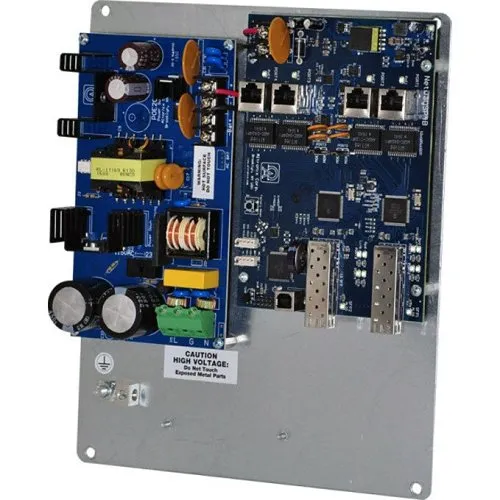 Altronix NETWAYSP4PL Dual 1G Fiber SFP, 4-Port 10/100/1000 PoE/PoE+ Configurable for 2x 60W Hi-PoE, Hardened 120W Power Supply/Battery Charger and Switch Boards Mounted on Backplane, LINQ