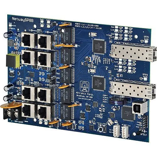 Altronix NETWAYSP8B PoE Switch Board Only, Dual 1G Fiber SFP, 2-Port 10/100/1000 PoE/PoE+