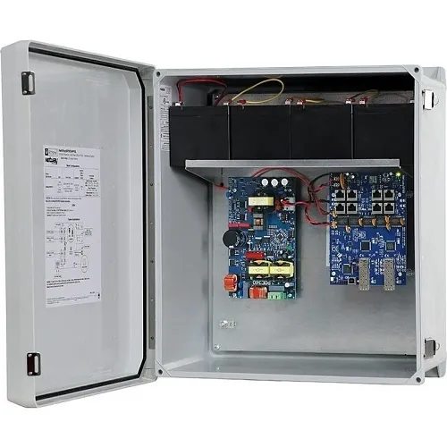 Altronix NETWAYSP8C3W5 8-Port Hardened 360W Ethernet Over Fiber Hardened PoE+ Switch with Rapid Battery Charger
