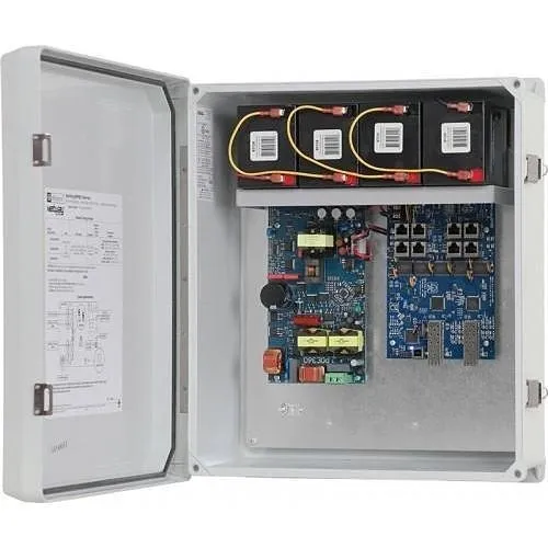 Altronix NETWAYSP8WPX37 Dual Fiber Optic SFP 1G Link, 8-Port PoE+ Switch and Power Supply with IP66 Outdoor Enclosure, Includes Vent2, 277VAC Onput, NEMA4/4X
