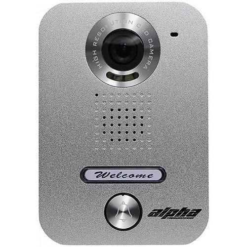 Alpha VR237S 1-Button Color Video Entry Panel, Surface-Mount, Metallic Silver Finish, Gray Back Box