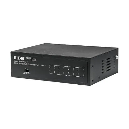Eaton Tripp Lite NG8POE-1 8-Port 10/100/1000 Mbps Desktop Gigabit Ethernet Unmanaged Switch with PoE+, 60W, Metal Enclosure