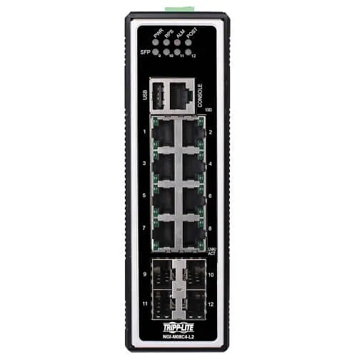 Eaton Tripp Lite NGI-M08C4-L2 8-Port Managed Industrial Gigabit Ethernet Switch, Layer 2, DIN Mount, TAA