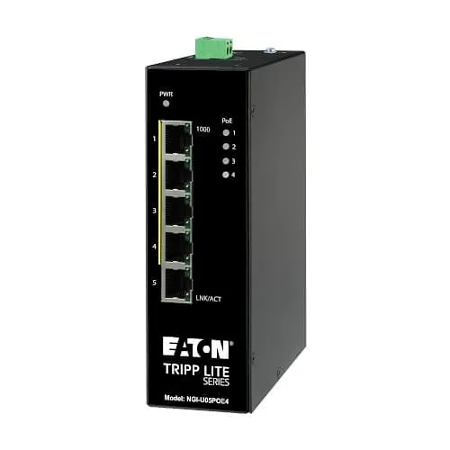 Eaton Tripp Lite NGI-U05POE4 5-Port Unmanaged Industrial Gigabit Ethernet Switch, 30W